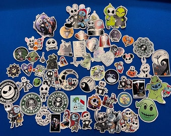Disney Nightmare vor Weihnachten Aufkleber Set- Jack Skellington, Sally, Oogie Boogie, Stitch, Starbucks und mehr-Lot von Glanz-Vinyl-Aufklebern
