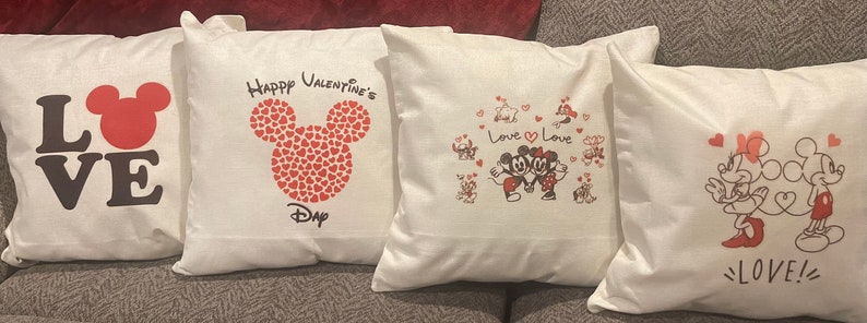 Disney Valentine's Day Pillow Covers 18x18 Case Mickey & Minnie-Love image 1