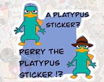 Pegatina de Phineas y Ferb Perry Platypus Agent P de Disney - Polvo de hadas - Vinilo brillante impermeable - Calcomanía para botella de agua, portátil, agenda - Nostalgia