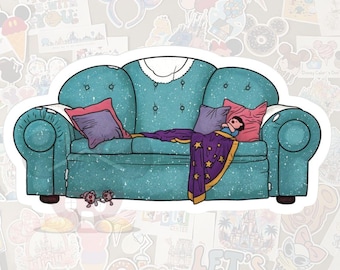 Pegatina de sofá grande y cómodo de Disney, color verde azulado - Polvo de hadas - Vinilo brillante - Calcomanía para botella de agua, portátil, agenda - Cree en la magia - Años 90
