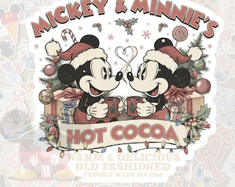 Disney Mickey & Minne Hot Cocoa Sticker-Pixie Dust loot-Gloss Vinyl-Decal, Water Bottle, Laptop, Planner-Xmas Stocking Stuffer