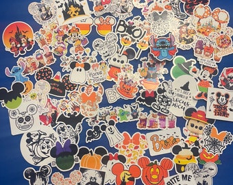 Disney Halloween and Fall Sticker Set- Mickey, Minnie, Princess, Pumpkins, Ghost, Bats- Lot of Gloss Vinyl Stickers