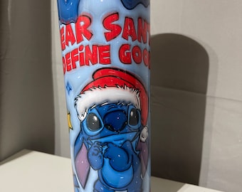 Disney Stitch with Santa hat Christmas 3d Inflated Puffy 20oz Tumbler