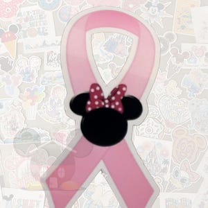 Minnie Mouse Pink Ribbon Sticker: Breast Cancer Awareness Decal