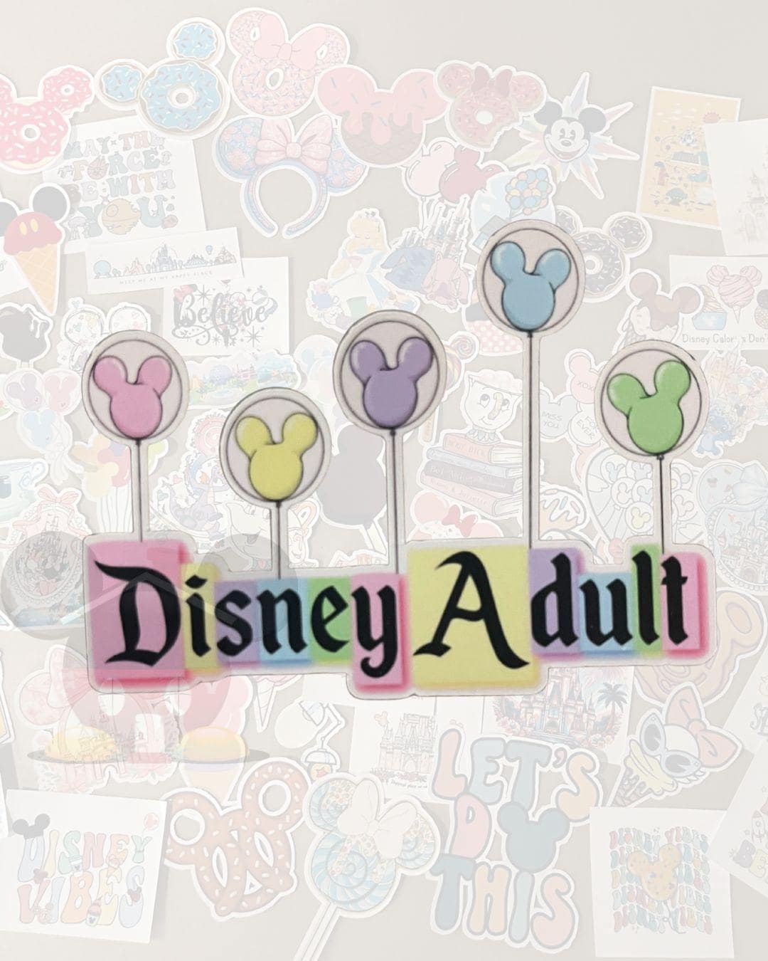 Disney Adult Pastel Blocks With Balloons Waterproof Sticker-pixie Dust ...
