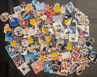 Pegatinas de Disney Cruise - Botín de extensor de peces/polvo de hadas - Regalos de viaje Lote de pegatinas de vinilo brillante: Patos de crucero, Sueño, Deseo, Ancla, Orejas, Barco
