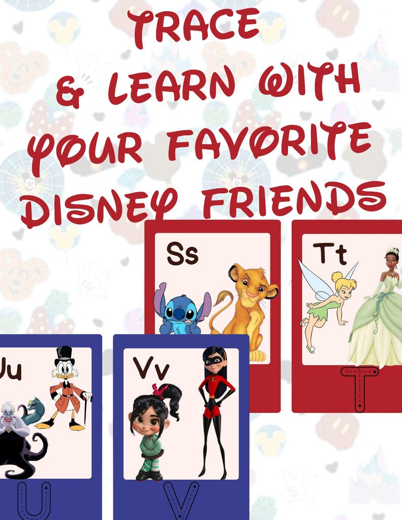 Disney ABC Letters Flashcards - PDF Instant Download- Mickey, Minnie ...