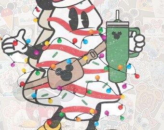 Disney Christmas Snack Cake Tree Sticker-Gloss Vinyl Waterproof-Laptop,Waterbottle,Journal, Scrapbook-Pixie Dust/Fairy Dust-Disney Treat