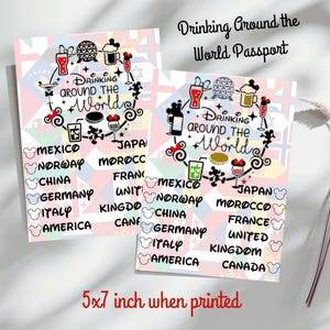 Pasaporte Disney Epcot para beber alrededor del mundo - 8 diseños - Imprime y bebe en Disney - Descarga digital instantánea en PDF de 5x7 - Listo para cordón