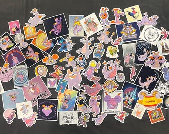 Disney Figment stickers- Fish Extender/Pixie Dust loot-Trip gifts Lot of Gloss Vinyl Stickers- Figgy, Purple dragon, Imagination Station