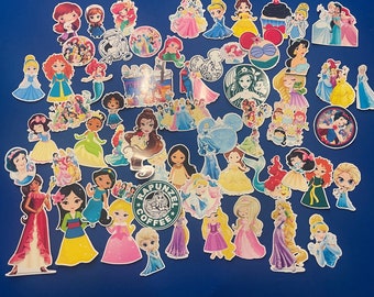 Disney Princess Sticker Set- Ariel, Jasmine, Belle, Aurora, Cinderella, etc- Lot of Gloss Vinyl Stickers