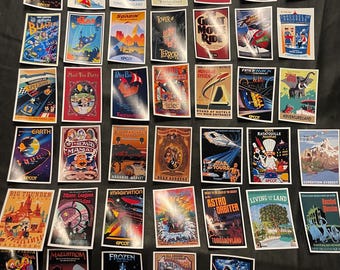 Large Disney Retro Poster Rides/Attractions sticker-Midway Mania, Haunted Mansion, Jungle River, etc- Glossy, vinyl sticker- CHOICE