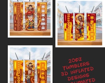 Vaso inflable 3D de Starbucks Coffee de Toy Story de 20 oz - Diseños sublimados - Muchos diseños: Woody, Buzz Lightyear, Rex, Roundup
