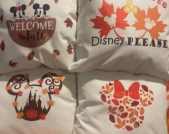 Fundas de almohada de Disney para otoño (18 x 18 pulgadas) con calabazas y hojas de Mickey y Minnie