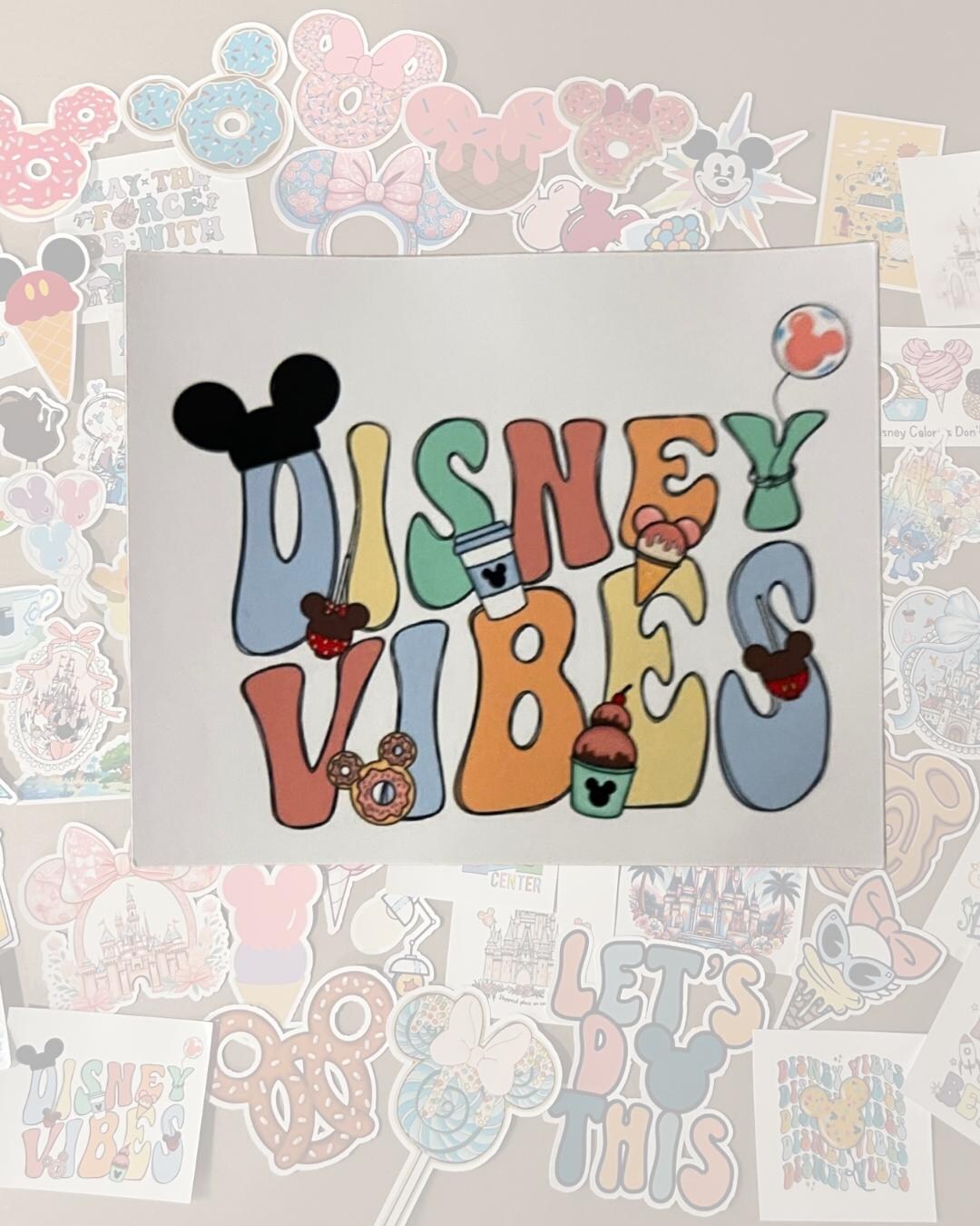 Disney Vibes Retro Print Sign Pastel Sticker- Pixie Dust Loot-trip ...