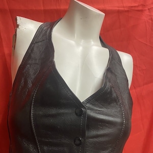Vintage Biker tops for women genuine leather 90&#39; With Elastic Strap Back