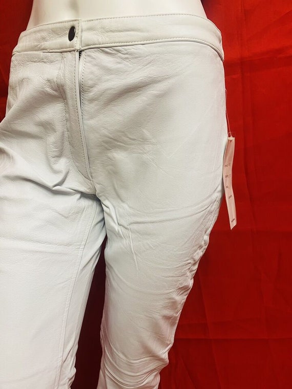 NEW 90 VINTAGE Women Leather White Pants Size 4