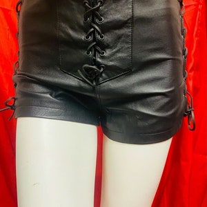 Vintage 90s Genuine Black Leather Club Party Shorts Size L