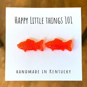 Fish Shaped Candy Earrings/Red/Yellow/Green/Orange/Faux Fish Gummy Earrings/Fun Earrings/Silly Gifts for Her/Free Gift