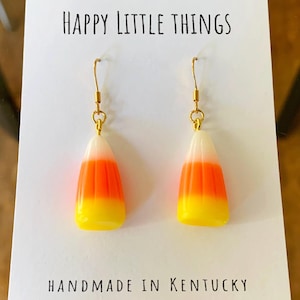 Candy Corn-oorbellen/Halloweenaccessoires/Snoepdruppeloorbellen/Herfstcadeaus/Leuk en leuk cadeau voor haar/18K verguld/gratis cadeau