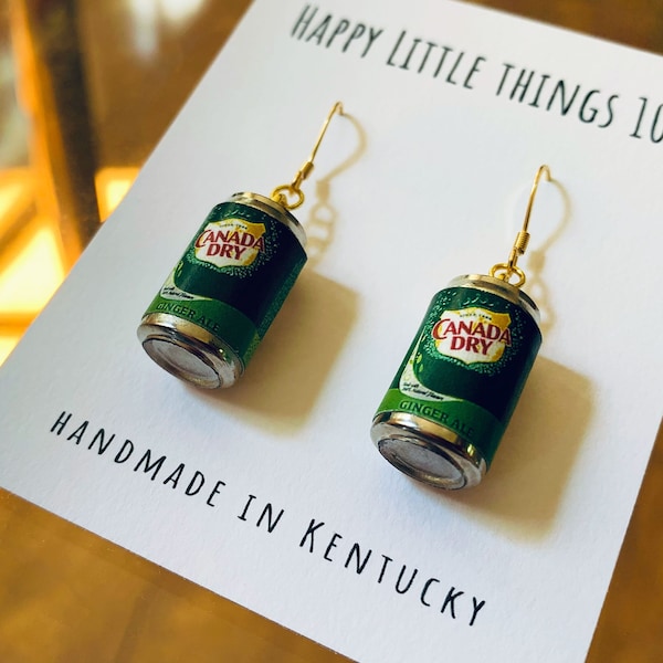 Classic Soda Can Dangle Earrings: 18K Gold Plated, Free Gift, Soda Lover Jewelry