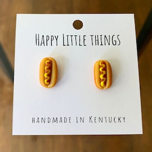 Hotdog Stud Earrings/Food Earrings/Miniature Earrings/Cute & Fun Gift for Her/Hot Dog Lover Gifts/18K Gold Plated/Free Gift/Free Gift Box