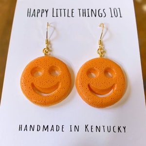 Smiley Fries Earrings/Smiley Face Potato Earrings/Cute & Fun Earrings/Food Earrings/18K Gold Plated/Free Gift