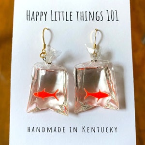 Japanese Goldfish Bag Earrings/Red Goldfish Earrings/Yellow Goldfish Earrings/Summer Accessories/Cute & Silly Gift for Her/Free Gift