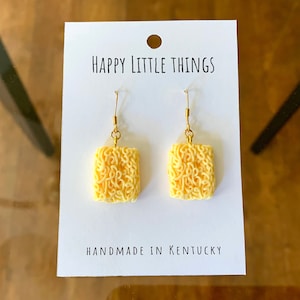 Miniatuur instant noedeloorbellen/ramen noedelaccessoires/voedseloorbellen/Silly vakantiecadeau voor haar/18 kt verguld/gratis geschenkdoos