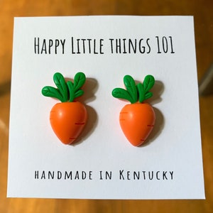 Easter Carrot Stud Earrings, Carrot Earrings, Food Earrings, Gift for Vegetarian, Funny Gift for Her, Free Gift, Free Gift