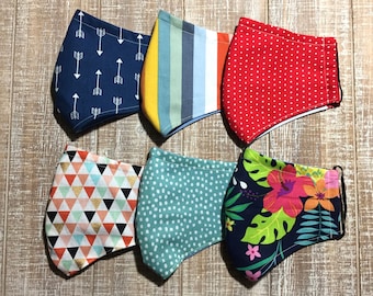 Olson Face Masks & Scrunchies/Matching Accessories/Filter Pocket/Nose Wire/Reusable/Washable/100% Cotton/Adjustable Elastic/Made in USA