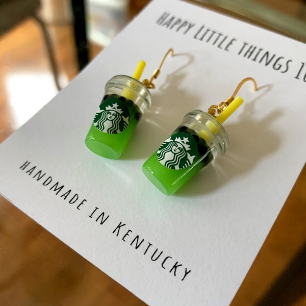 Matcha Green Tea Boba Earrings/Matcha Bubble Tea Earrings/Matcha Lover Gifts/Cute & Fun Gift for Her/Free Gift Box