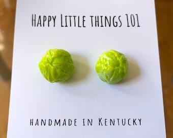 Miniature Cabbage Stud Earrings, Vegetable Earrings, Food Earrings, Earrings for Vegan, Vegetable Lover Gifts, Fun Gifts for Vegetarian