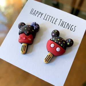 Orecchini a forma di gelato a forma di topo/Orecchini a forma di ghiacciolo a forma di animale/Orecchini divertenti per lei/Placcati in oro 18 carati/Regalo gratuito