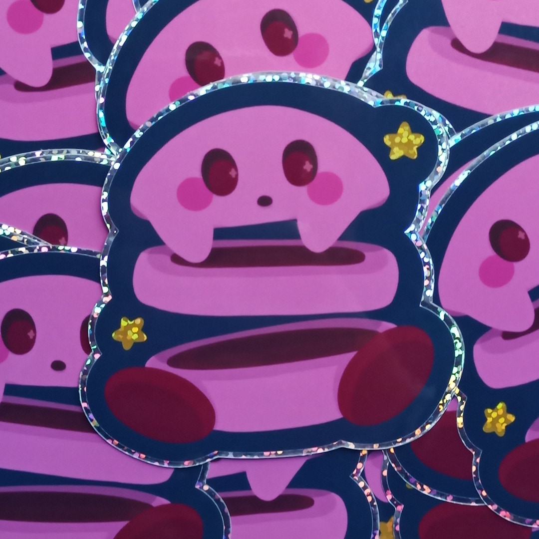 Kirby Sliced Glitter Vinyl Sticker - Etsy