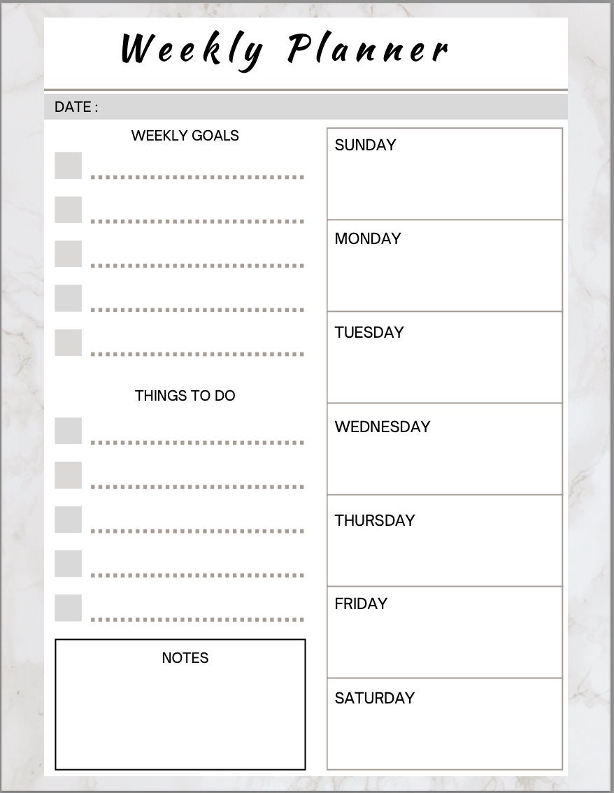 Printable Weekly &amp; Monthly Planner - Etsy