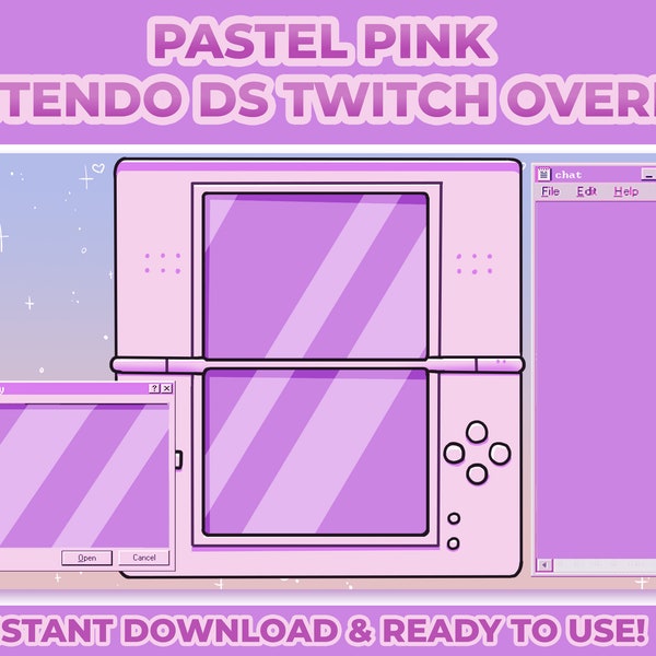 Cute Pastel Pink Twitch Overlay for DS Games