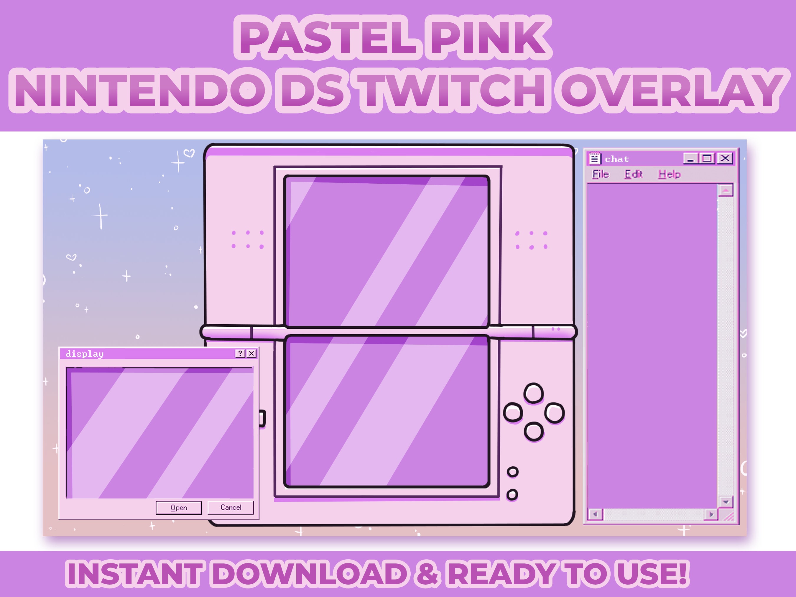 Cute Pastel Pink Twitch Overlay for DS Games - Etsy