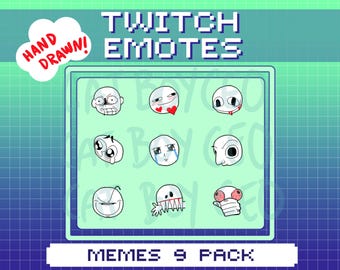 MEME Inspired Twitch or Discord Emotes / Assets! Pack of 9 Hand Drawn Emotes for Streamers~