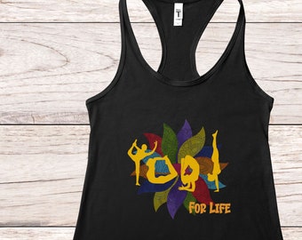 Women's Yogi for Life Yoga Racerback Tank, Yoga Gift, Gift for Yogi, Ladies' Yoga Tank Top Shirt, Yogi Tee, Yoga Clothes