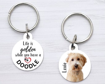 Life is Golden When You Have a Doodle, Custom Photo Keychain,Dog Keychain, Doodle Keychain, Pet Keychain, Custom Keychain Gift, Personalized