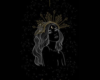 Ethereal Art Girl PRINTABLE Artwork, Impresiones descargables, PrintABLE Wall Art, Descarga digital, Obra de arte digital