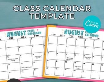 Class Calendar Template | Groovy Retro | Elementary | Customizable Teacher Calendar | Classroom Calendar | Classroom Template | Class News