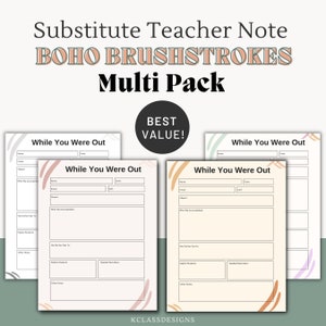 Ersatzlehrer Note Multi Pack | Illustrativ | Druckbar | Ersatzbericht | Vorteilspaket | Unterpläne | Abwesenheit | Lehrer Vorlage