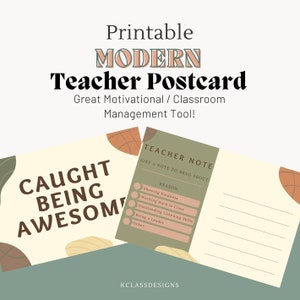 Mid Century/ Modern Teacher Mail, Postal, Imprimible, Boho Teacher, Classroom Note Home, Gestión del aula, Recompensa, Nota para padres