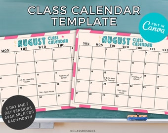 Class Calendar Template | Retro Checkerboard | Elementary | Customizable Teacher Calendar | Classroom Calendar | Classroom Template | News