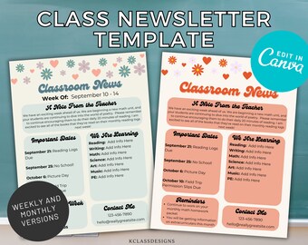 Editable Classroom Newsletter | Retro Floral | Boho | Customizable Teacher Letter | Class News | Classroom Template | Back to School