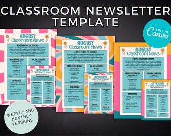 Editable Classroom Newsletter | Groovy Retro | Elementary | Customizable Teacher Letter | Class News | Canva Template | Back to School