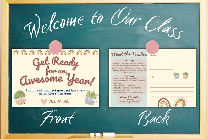 Meet the Teacher Postcard | Editable | Rainbow Plants | Boho | First ...