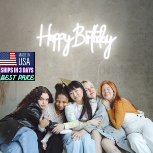 Alles Gute zum Geburtstag Neon Schild, Home Wand Kunst Dekor, Leuchtreklame Schlafzimmer Kunst Dekor, personalisierte Geburtstagsgeschenk Leuchtreklame hergestellt in den USA